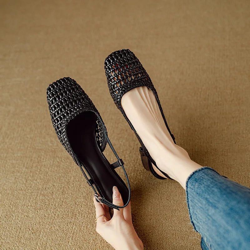 Vivienne Tacones de Cuero Tejido