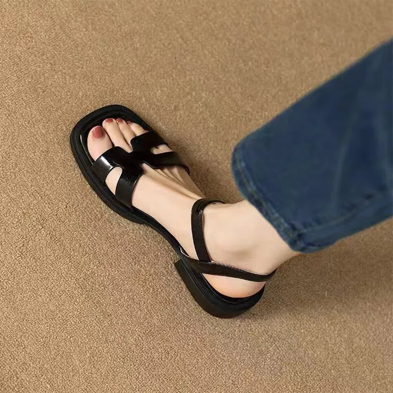 Eleonora Strappy Ankle Sandals – Women’s Square Heel Slip-Ons