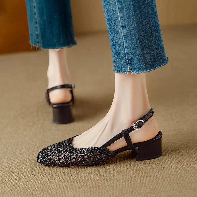 Vivienne Woven Leather Heels